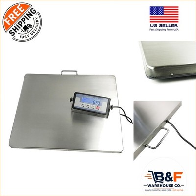 Heavy Duty Digital Shipping Scale: XL 22''x18'' Stainless Steel, 400lb Capacity