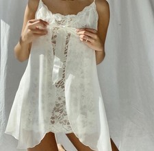 Vintage Victoria's Secret lace babydoll dress with bow detail and sheer, Size L