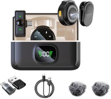 2 Pack Wireless Lavalier Microphone for iPhone 15, Android, USB C, ipad with ...