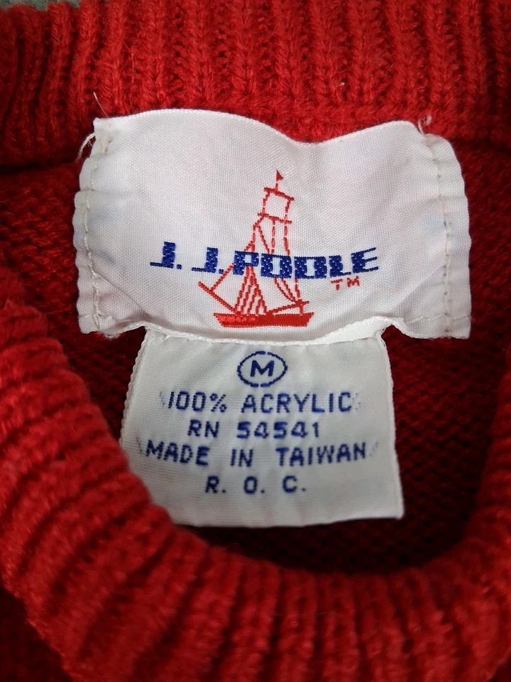 Suéter Vintage JJ Poole Bebé Niñas 3-6 Meses Rojo Bordado Conejito Luna Estrellas Foto 3 de 4