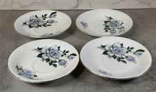 Elizabethan Fine Bone China Taylor & Kent SET 4 Saucers  Blue Roses Gold Trim
