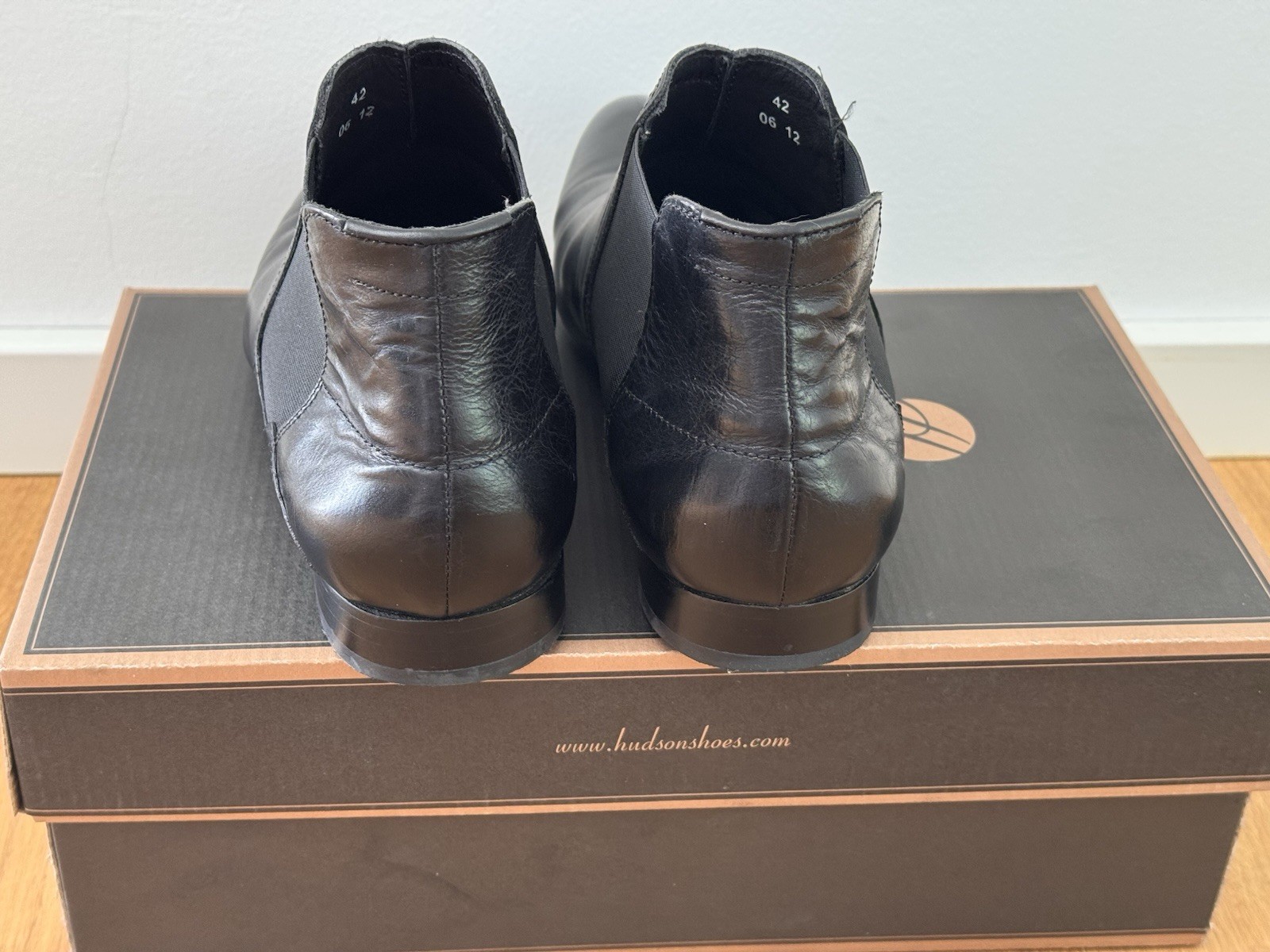 Hudson Moran Chelsea Boots Herren Leder Schwarz EU 42 Slip-On Elastikeinsätze 4