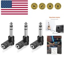 Right Angled 6.35mm 0.25 inch TRS 3 Pole Male to 3.5mm Female 90 Degree Adapt...