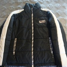 Fila Boys Jacket Size M Black Puffer Polyester Full Zip