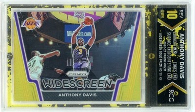 2020-21 Prizm Anthony Davis LA Lakers GOLD Widescreen #3/10 RCG 10 w/3 Sub 10's!