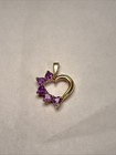 14k Solid Gold Heart Amethyst Pendent Weighs 1.94 Grams — photo 2