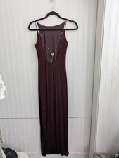 Vintage Dave And Johnny Sparkly Wine Colored Prom Evening Dress Open Back