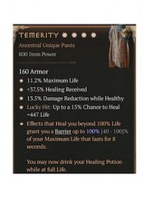 Diablo 4 Eternal Temerity 4GA 100% Ancestral Unique Pants Item Gear Equipment