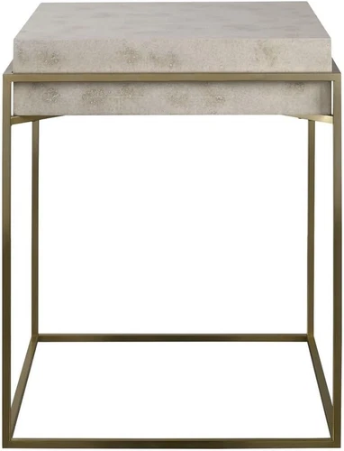 Brass and Ivory 19" Square Accent Table by - Picture 7 of 7