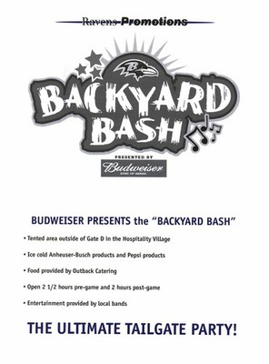 2001 PRINT AD - BUDWEISER BALTIMORE RAVENS BACKYARD BASH TAILGATE PARTY PROMO AD