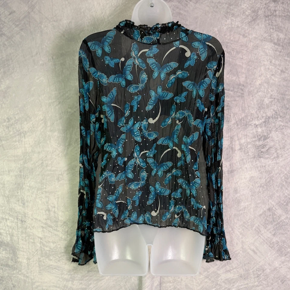 Top Mariposa De Colección Y2K Talla L Transparente Manga Larga Salir Capricho Hada Grunge Foto 2 de 4