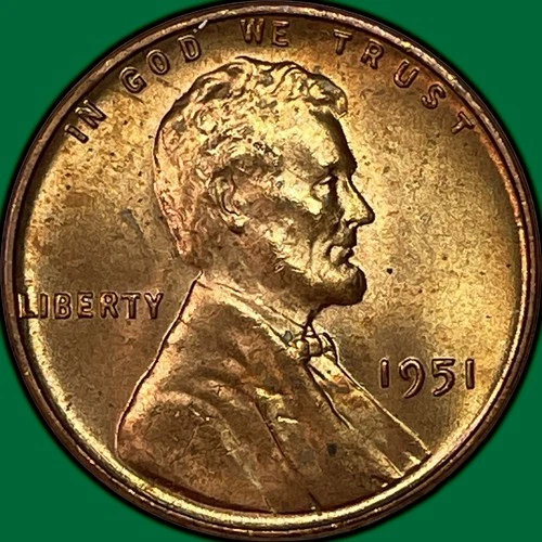 1951 Lincoln Wheat Cent Brilliant Uncirculated BU Coin #37690