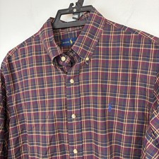 Ralph Lauren Shirt Mens Large Red Plaid Cotton Button Down Long Sleeve Pony Logo