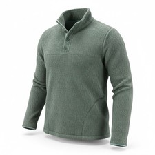 NWT Eddie Bauer Womens Med Jade Green Pullover Sweater Fleece Button-Up Collar