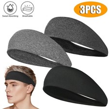 3x Mens Women Sweat Sweatband Headband Stretch Sports Head Band Yoga Gym Running