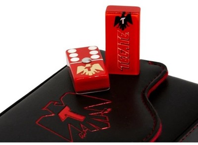 Red Dominoes Set Cerveza Tecate in Faux Leather Case Domino