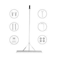 Landscape Rake, 36 In. Head Aluminum Landscape Rake, Lake Weed Rake With 75 In.