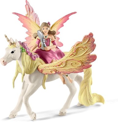 SCHLEICH BAYALA | Feya mit Pegasus-Einhorn 70568 | Elfe mit Spiegel Spiel-Figur