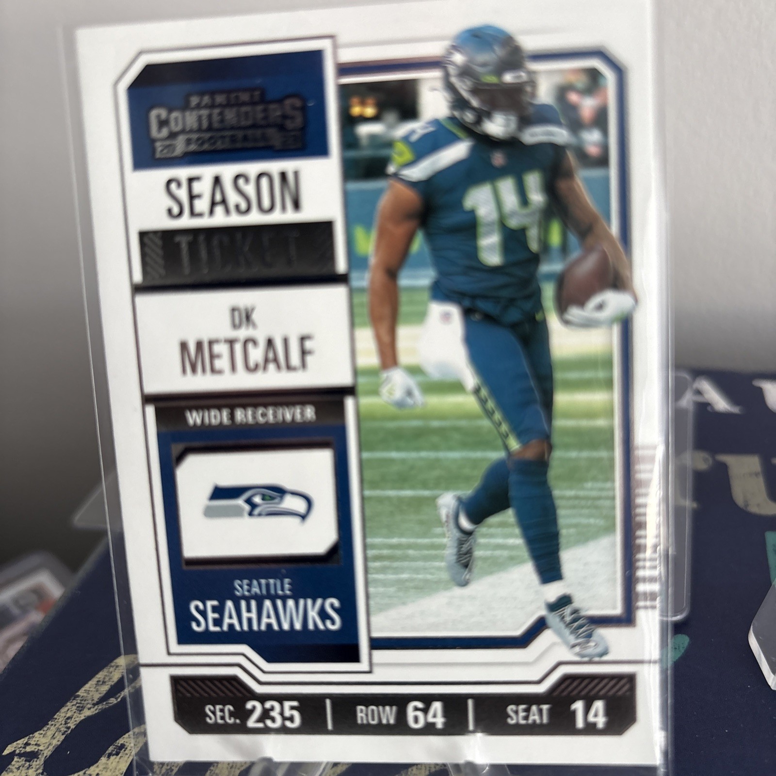 DK Metcalf #89 Football Cards 2023 Panini Contenders trading card — raw and PSA graded price guide