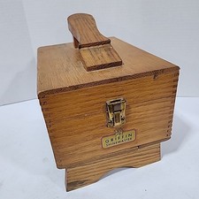 Vintage Griffin ShineMaster Shoe Shine Dovetailed Wood Box w/ Dye And Polish