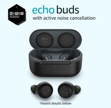 Amazon Echo Buds - Active Noise Cancellation, Wireless Charge Case Glacier Black