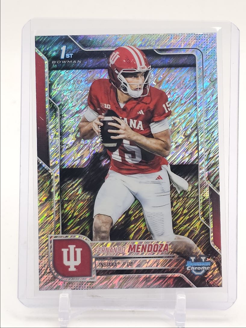 FERNANDO MENDOZA 2025 BOWMAN UNIVERSITY CHROME 1ST SHIMMER REFRACTOR Q3599