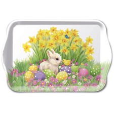 Ostern Serviertablett Tray Melamine 13x21 cm Hase K&uuml;ken Eier Narzissen