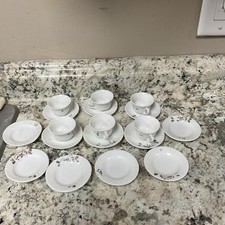 Antique 18 Pc. Set of Child Dishes Plates Cups Saucers
