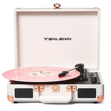 Vinyl Record Player Bluetooth Vintage 3-Speed Portable Suitcase Turntables wi...