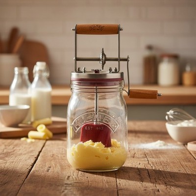Classic Glass Butter Churner - Effortless Homemade Butter in Just 10 Minutes