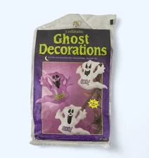 Vtg Fun World Set Of 3 Inflatable Ghost Decorations 7” Purple White NEW!!