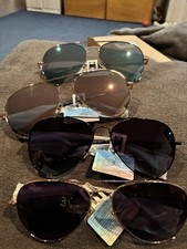 Four Pairs Men  s Polarized Aviator Sunglasses UV Protection Various Colors NIB