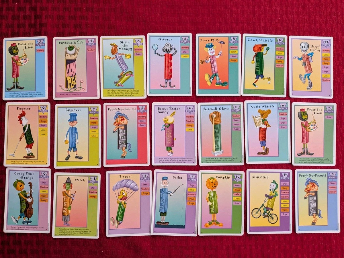 PEZ Card Game- US Games released 2000- LOT OF 124 CARDS! Some rare