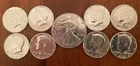Lot of 8 1964 Kennedy Half Dollar 90% Silver + 1 1996 Lady Liberty Silver Dollar