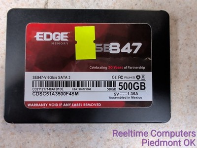 EDGE SE847-V 500GB 2.5  SATA III SSD 6Gb/s Internal SSD SMART passing, healthy!