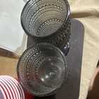 Set of 2 Smoke Gray Textured Dotted Glass Goblets, Vintage/Retro — photo 3