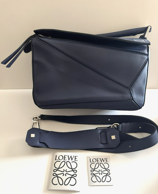 LOEWE CALFSKIN SMALL PUZZLE BAG NAVY WITH FREE BAG ORGANIZER | eBay