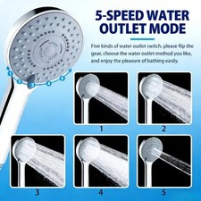 Handheld Shower Head 5 Spray Modes Water Saving Chrome Bathroom Shower Nozzle