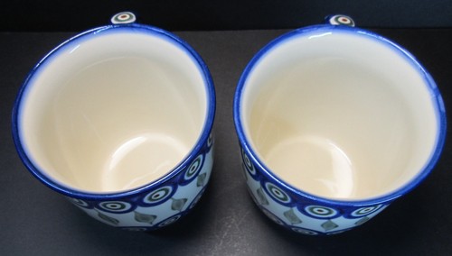 Set Of 2 Boleslawiec Polish Pottery Coffee Mug Cup Made In Poland Peacock 6H - Picture 5 of 8
