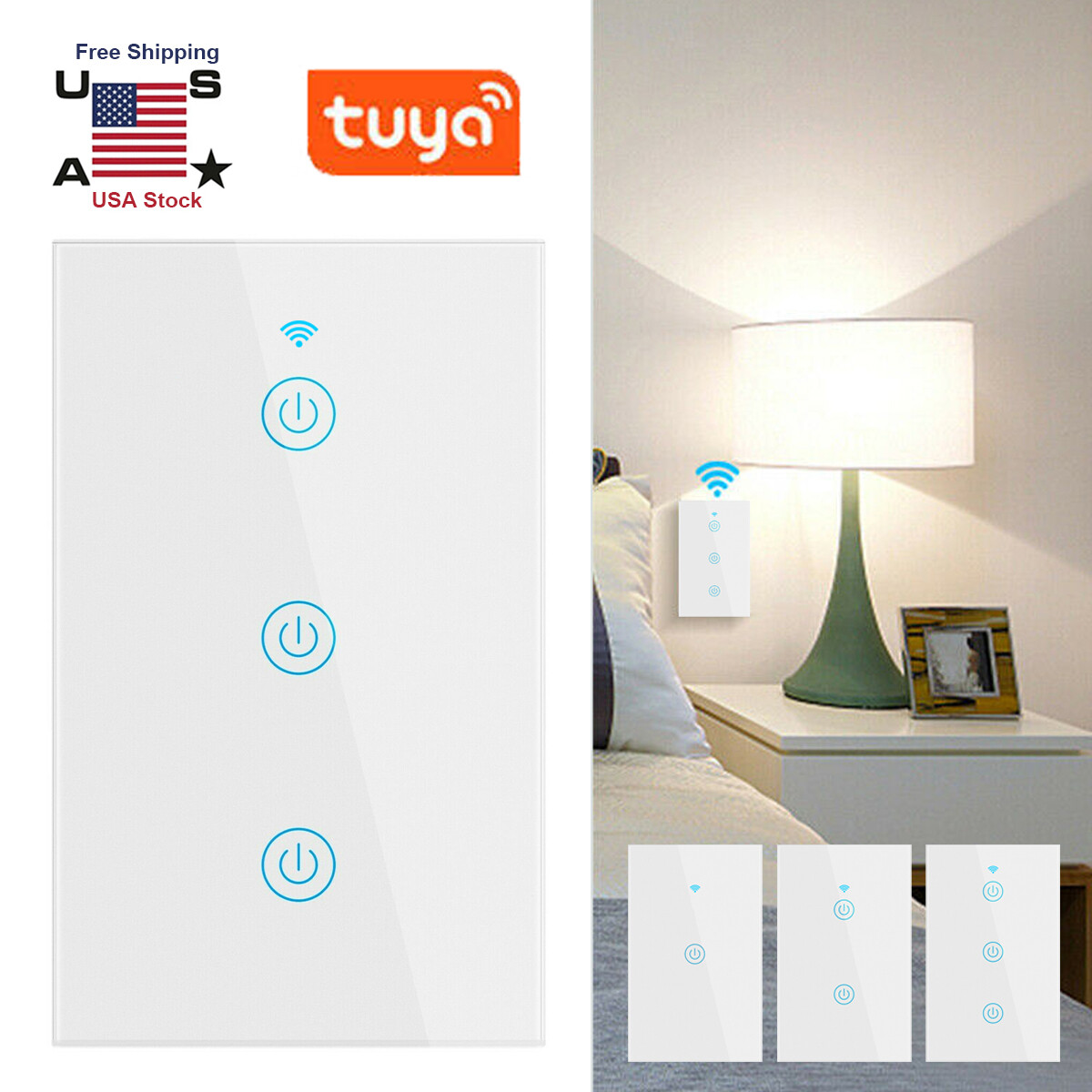 Interruttore Wifi Da Parete 86X86 Pannello Touch 2 Tasti Colore Bianco WiFi RF 433 Compatibile - Foto 7