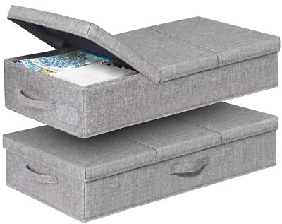 punemi Under Bed Storage With Lids, 2 Pack Large Underbed Storage Containers Clo