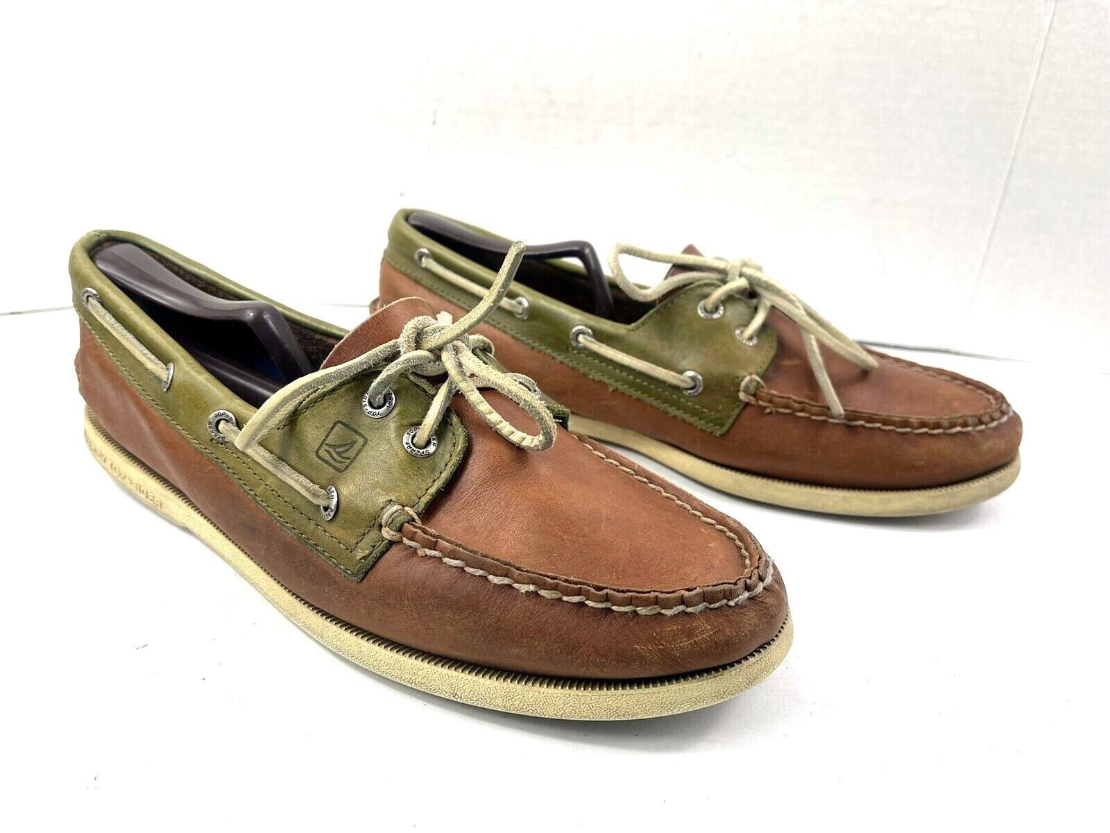 Boat Shoes Brown Green Leather Shoes 