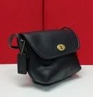 Coach Leather Kip Turn lock Crossbody  Shoulder Travel Bag For Women Purse Black