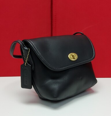 Coach Leder Kip Drehverschluss Crossbody Schulter Reisetasche für Damen Handtasche schwarz