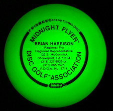 Vintage Brian Harrison GLOW MINI Disc Golf Frisbee #369 (Free Innova Pin)Wham-O