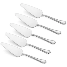 5 Pack Stainless Steel Pie Server Spatula Set with Serrated Edge for Pastry