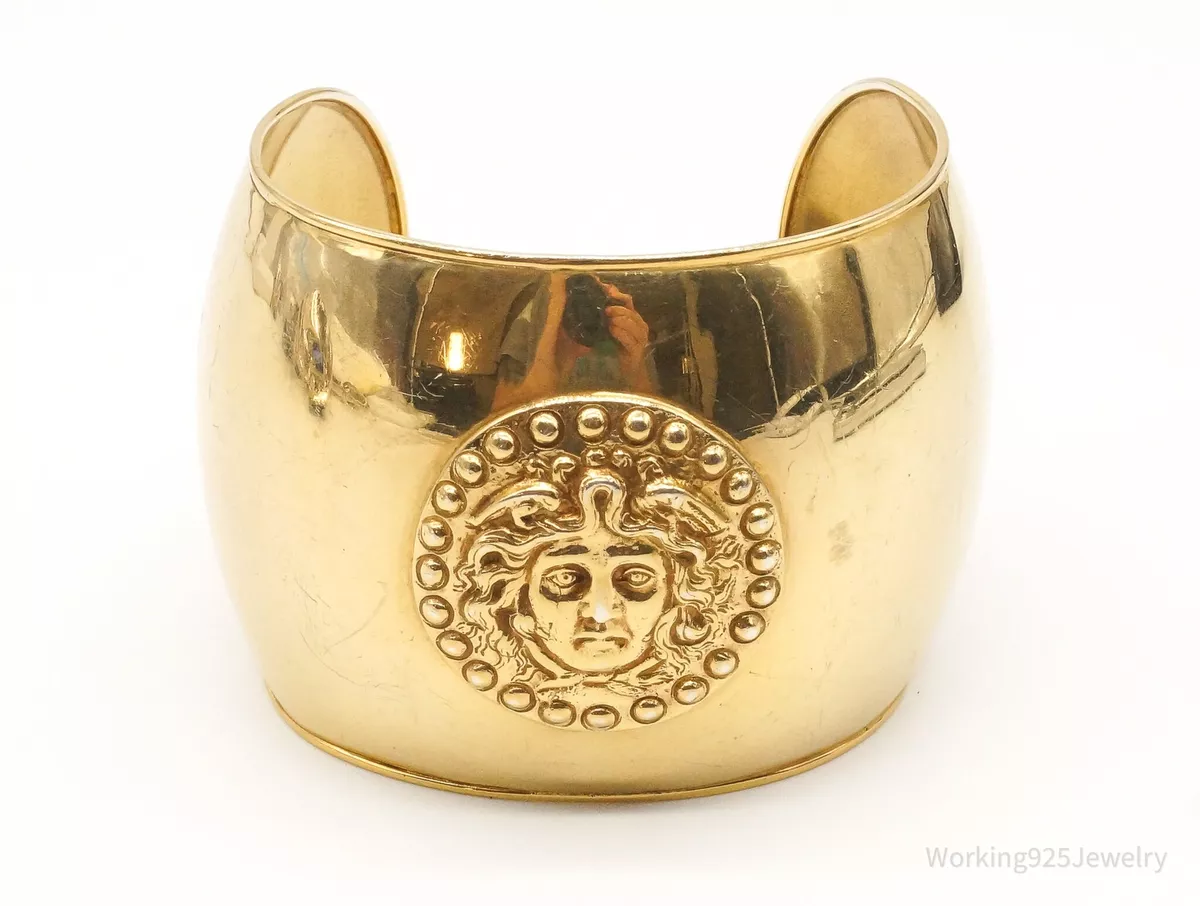 Vintage Italian Medusa Head Gold Vermeil Wide Sterling Silver Bracelet |  eBay