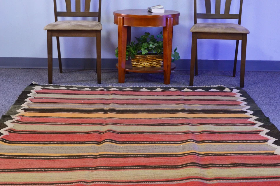 Alfombra Kilim Runner de Lana Tradicional Hecha a Mano Tejido Plano Oriental De Colección 5x12 Foto 4 de 4