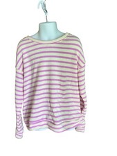 Cat and jack Kids purple white striped shirt medium Sz M 8