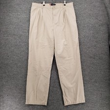 Chaps Pants Mens 38X34 Beige Chino Mid Rise Straight Pleated Front Cotton